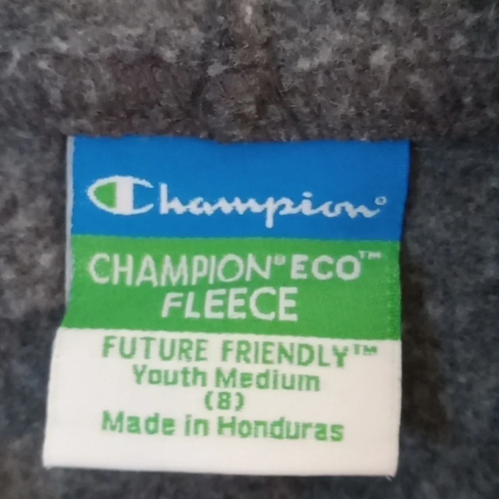 Vintage Champion Eco Fleece Full Zip Hoodie NCAA Kansas Jayhawks Youth Sz Med/8